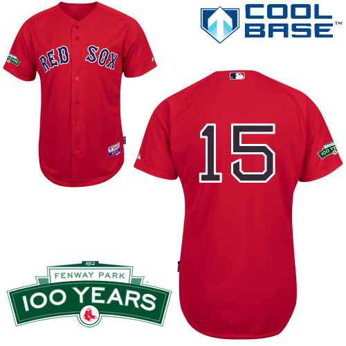 2012 Baseball Boston Red Sox 15 Dustin Pedroia Red MLB Jersey Fenway Park 100th Anniversary Patch 2012 Baseball Boston Red Sox 15 Dustin Pedroia Red MLB Jersey Fenway Park 100th Anniversary Patch